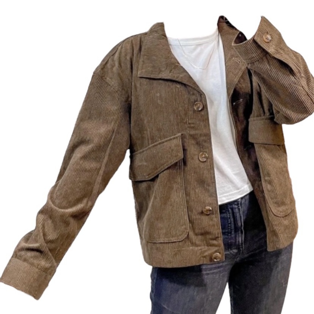 Avec Les Filles Brown Corduroy Jacket Shacket Button Up Size Medium